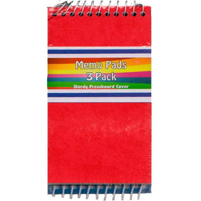 Memo pad pressboard cover 80 sheets 3/pk
