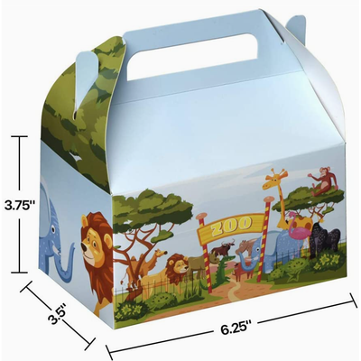 Paper Treat Boxes Zoo 6.25" X 3.75" X 3.5" 10 Pack