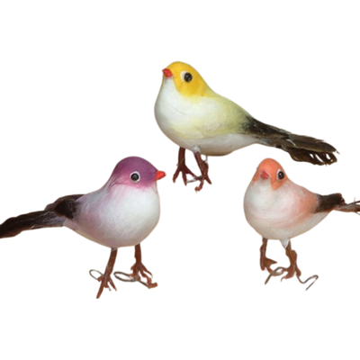 4" Feather Birds Assorted 12pcs