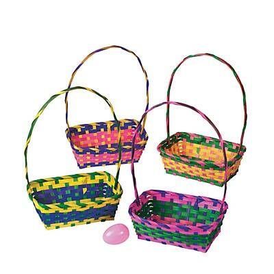 Bamboo Multicolor Rectangular Easter Baskets 5" x 8" x 3" 12/pk