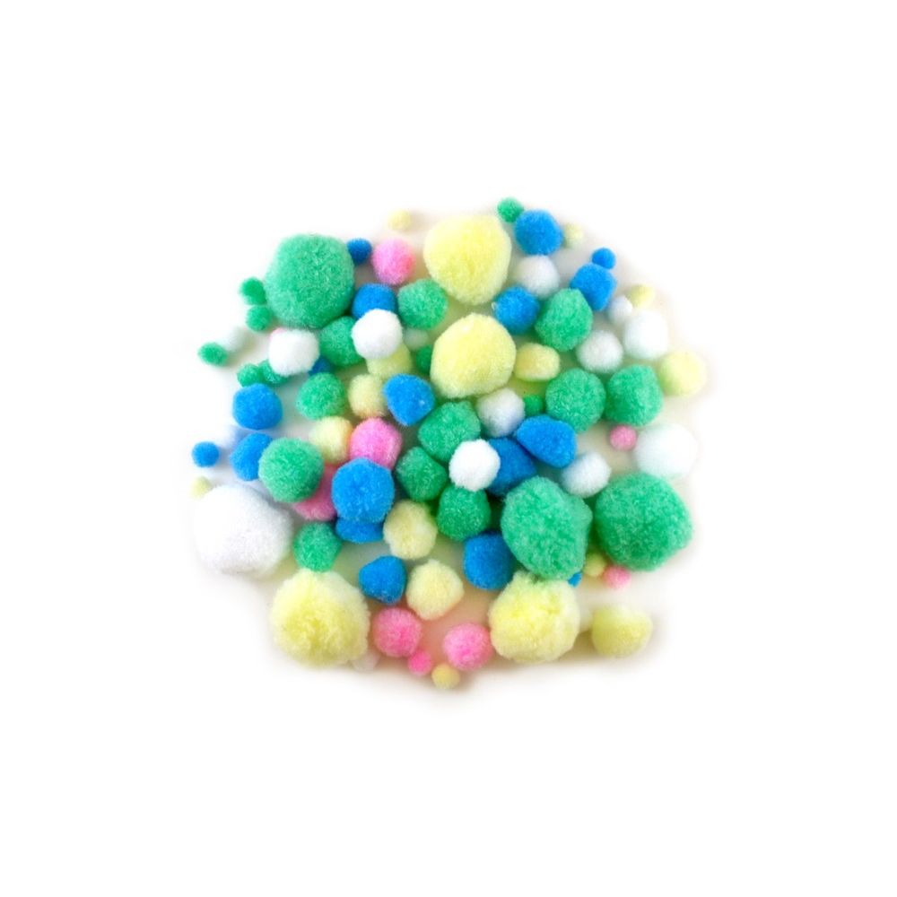 Pom Poms Pastel Colors Asst 90pcs