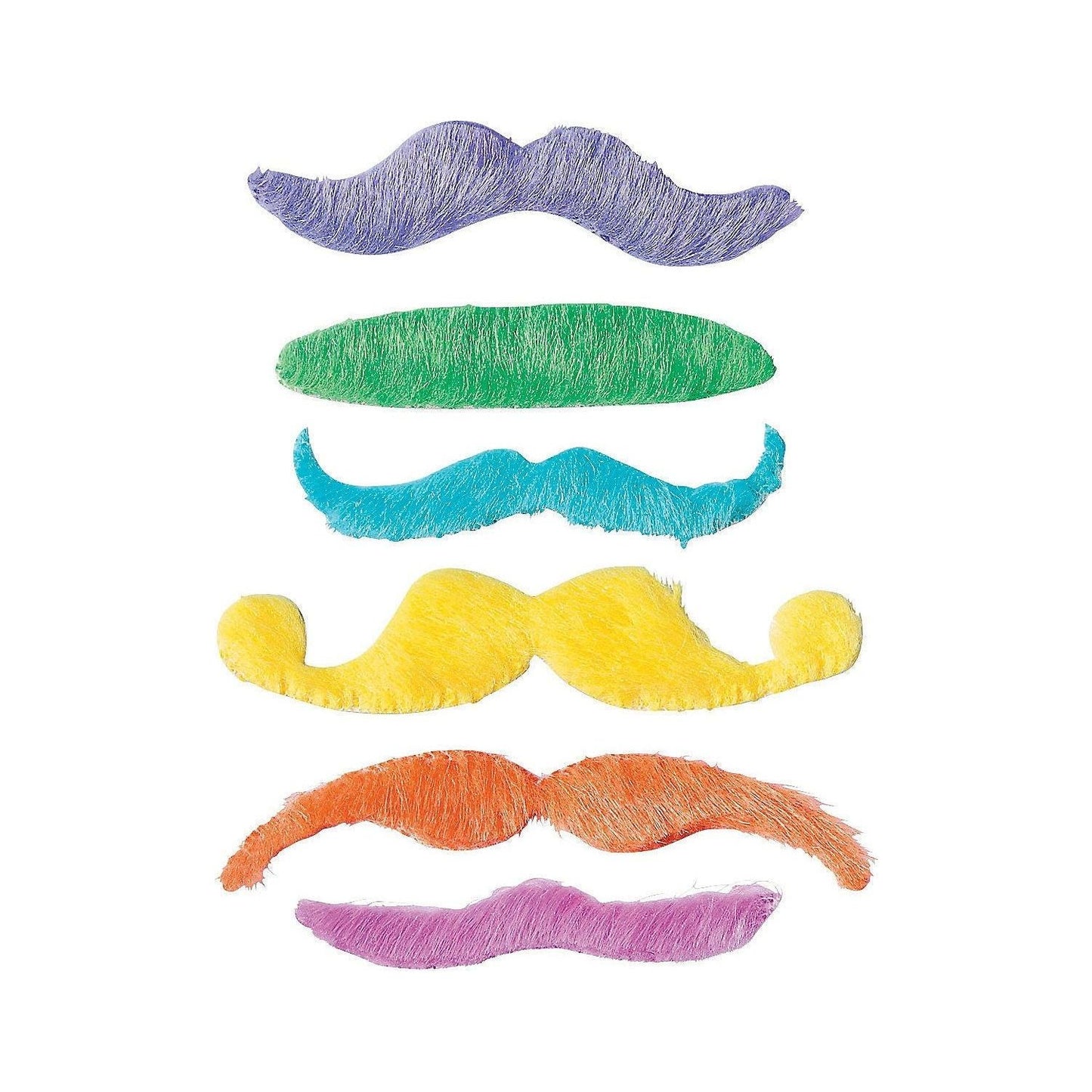 Neon Mustaches, Assorted, 3" - 4 1/4", 12/pk
