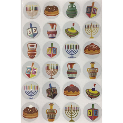 Chanukah Stickers Metallic 1" 10 Sheets