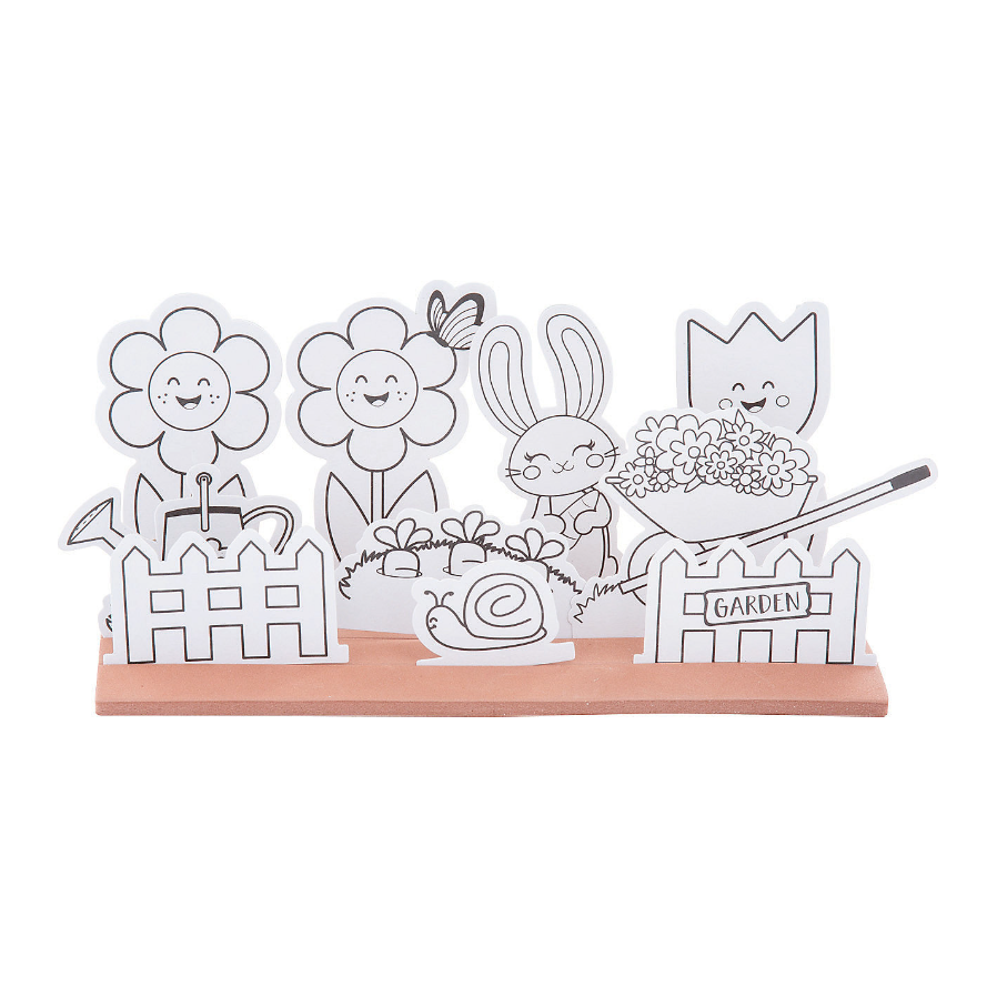 Color Your Own 3D Spring Garden Craft Kit, 8" x 3" x 4" 12/pk