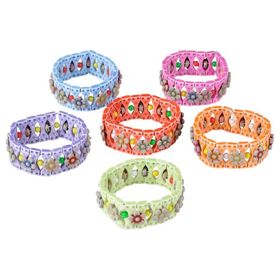 Beaded Stretch Flower Bracelet 12/pk (discontinued)