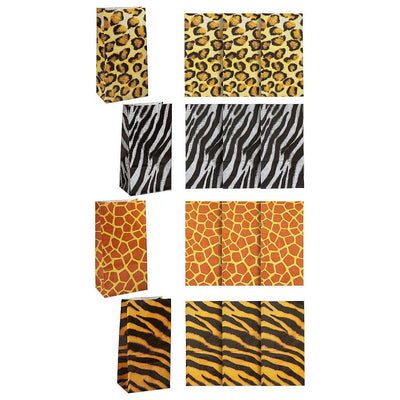 Animal Print Treat Paper Bags 5" x 3 1/4" x 10" 12/pk