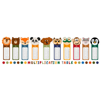 multiplication table animal bookmark 60" X 24" inches