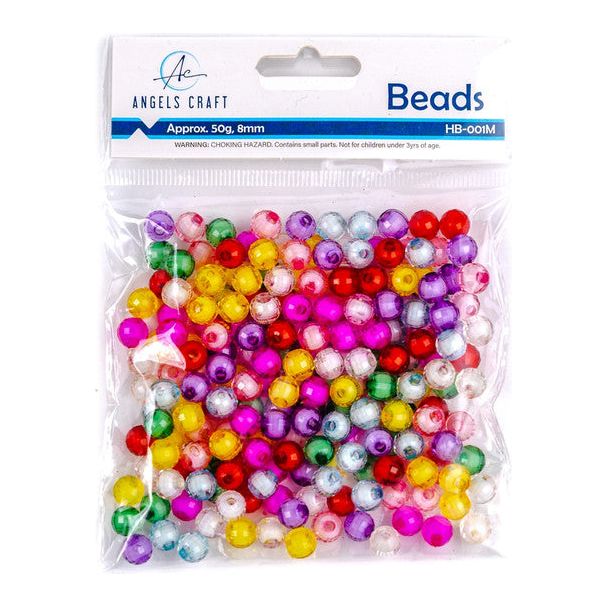 Faceted Acrylic Beads Assorted 8mm 50g
