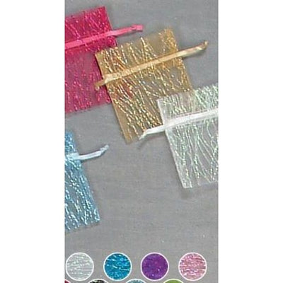 3x4" Sparkle Stripe Organza Pouch 12/pk White