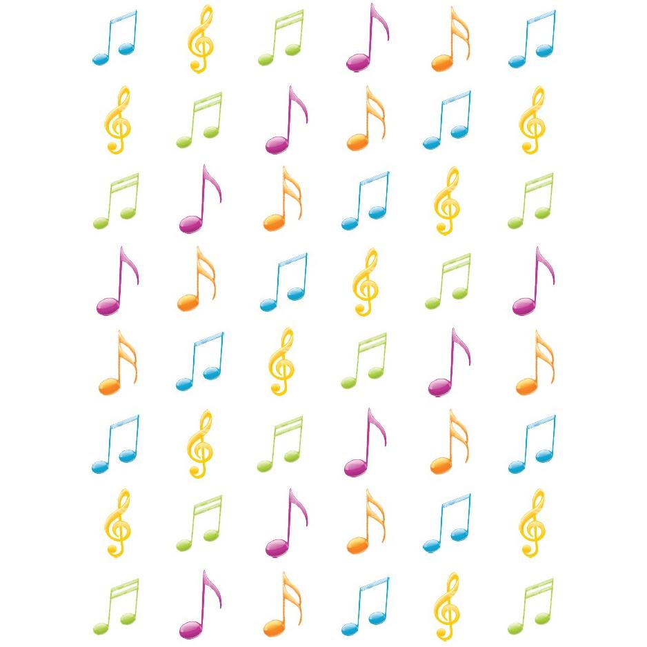 Musical Notes Stickers Round 19mm clear 10/pk