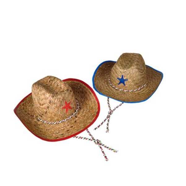 Straw Sheriff Cowboy Hat Kid Size 1/pk 22"