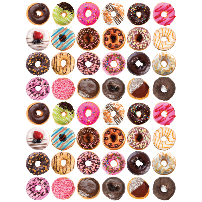 Doughnut Stickers 3/4" Round 19mm Color Print 10/pk