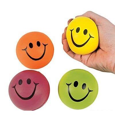 Neon Smile Face Stress Balls 2 1/2" 12/pk