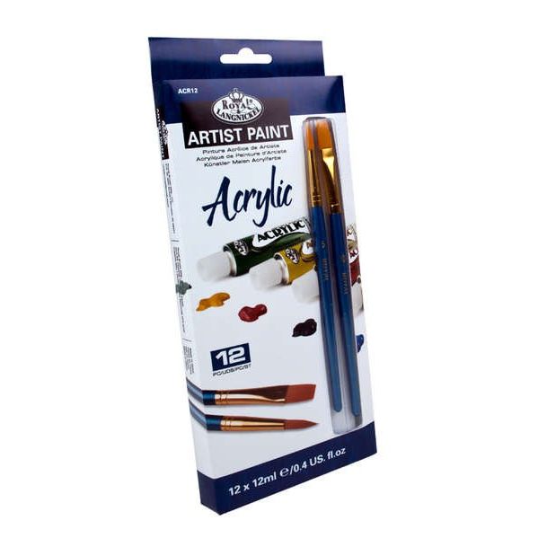 Acrylic Paint Set 12/pk+2 Brushes