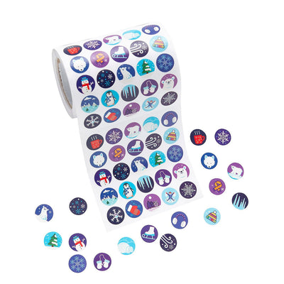 Bulk Mini Winter Sticker Roll Assorted 40 sheets/per roll   2 1/2 x 2 1/2"