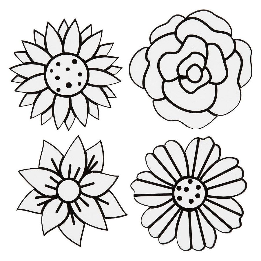 Printed Acetate Flower Coloring Sheets, 4"x 4"- 24/pk.