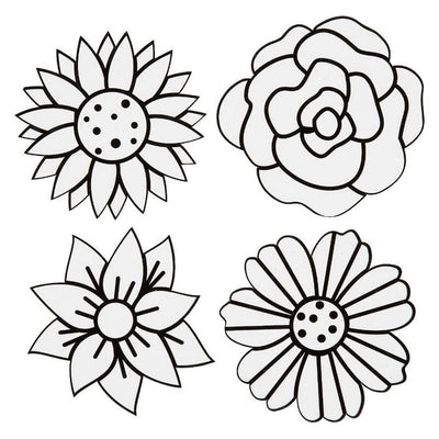 Printed Acetate Flower Coloring Sheets, 4"x 4"- 24/pk.