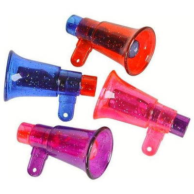 Glitter Megaphone Whistle 2" 12/pk