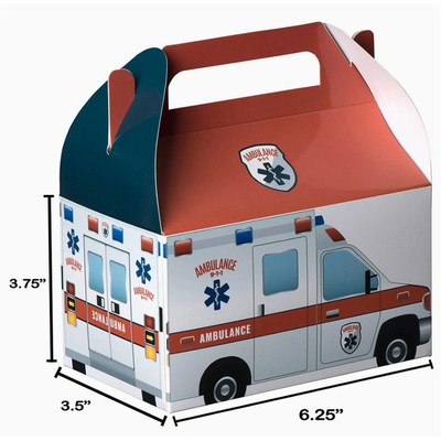 Paper Treat Boxes Ambulance 6.25" X 3.75" X 3.5" 10 Pack