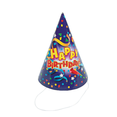 Paper Cone Birthday Hats 144/pk 7"