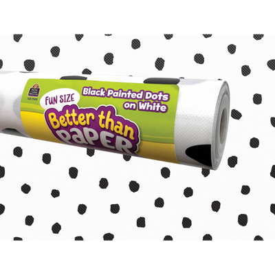 Better Than Paper Bulletin Board Roll (Fun Size Black Painted Dots on White), 18" x 12'