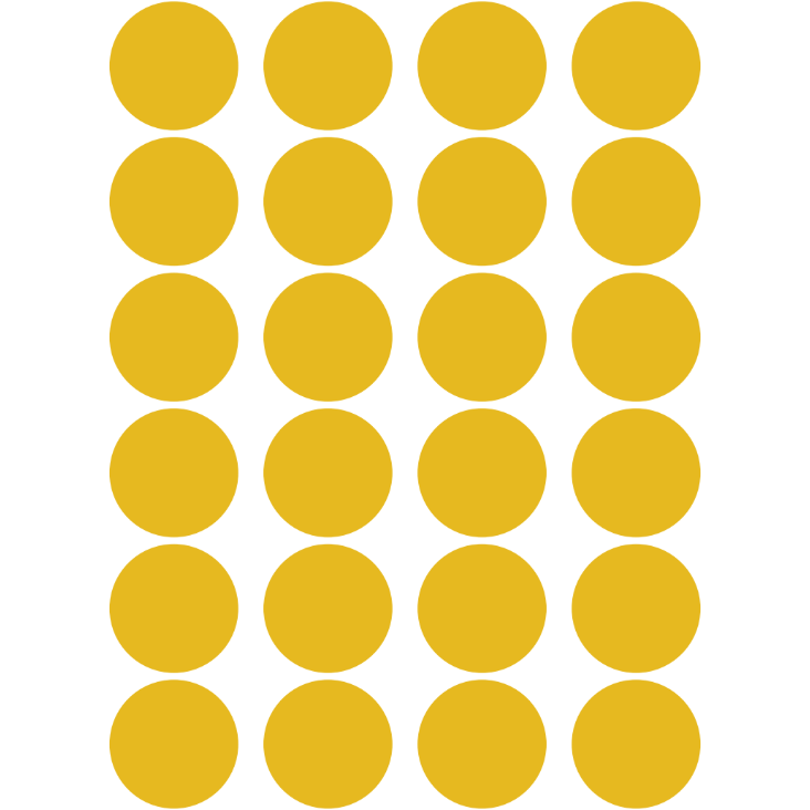 Color Coding Dot Stickers All 1" Gold 25mm Color Print 25/pk
