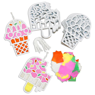 DIY Popsticle And Ice Cream Cone Tissue Paper Suncatcher Set 24/pk 5.5" x 7"