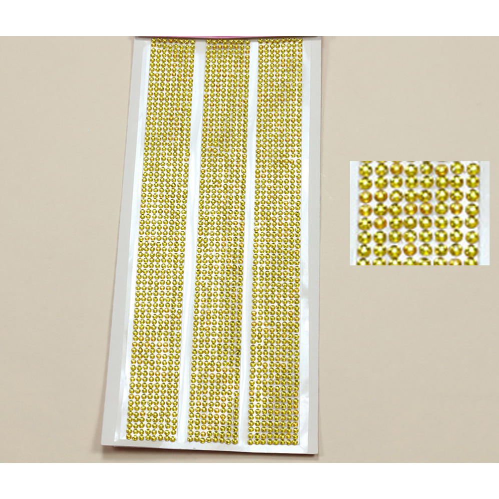 Adhesive Rhinestone Ribbon Gold 3mm 1800pcs/pk