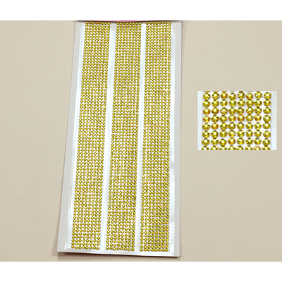 Adhesive Rhinestone Ribbon Gold 3mm 1800pcs/pk