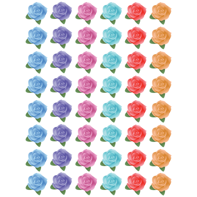 Rose Stickers 3/4" Round 19mm Color Print 10/pk