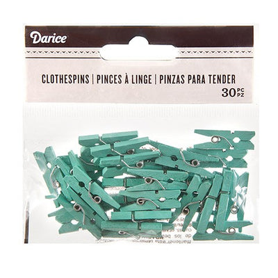 Mint Mini Clothespins: 1 inch, 30 pieces