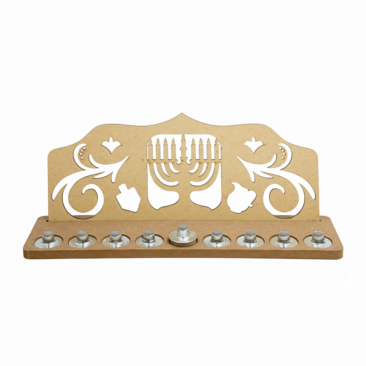 Wood Wall Menorah 12" x 5" unassembled 12 piece set 1/set