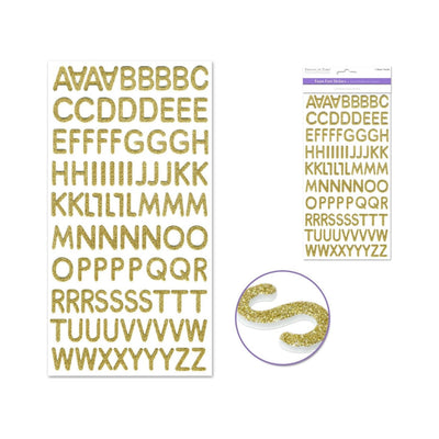 paper Alphabet Stickers (Glitter foam, Gold, 3/4") 1 Sheet
