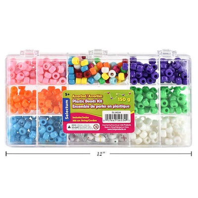 Assorted Plastic Pony Beads Kit With String Included