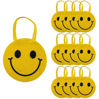 12" x 12" Smile Face Round Nonwoven Tote Bags - 12 Pc.