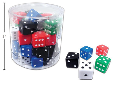 16mm Dices 5 Assorted Colors 50/pk (closeout)