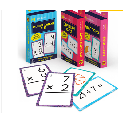 3-Pack Math Flash Card multiplication, division, and fraction