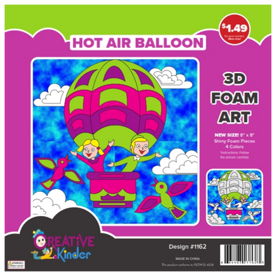 Hot Air Balloon 3D Foam Art Kit, 4 Colors, 8" x 8"