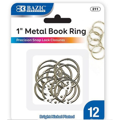Loose Leaf Binder Rings (1", 12 Pack, Silver)