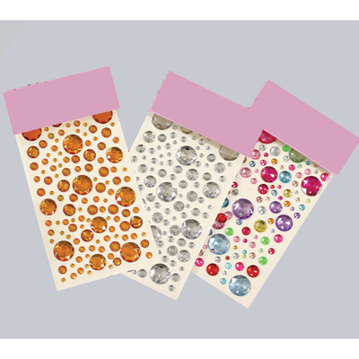 Adhesive Rhinestone Round Silver Assorted Sizes 120/pk