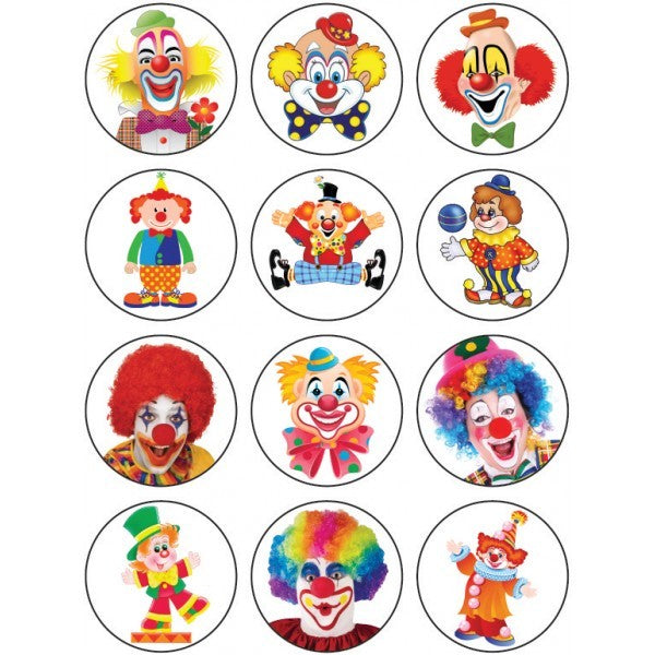 Clown Face Stickers 1" 10/pk (discontinued)