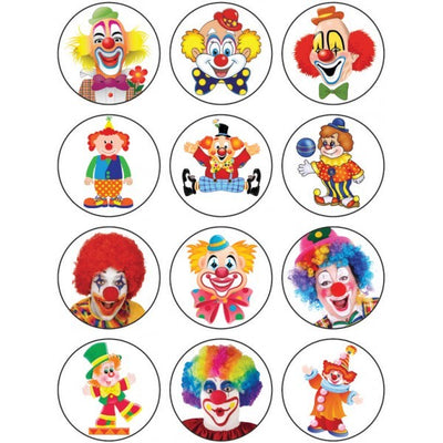 Clown Face Stickers 1" 10/pk (discontinued)