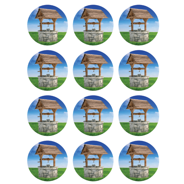 Water Well Stickers Round  32mm Color Print 10/pk