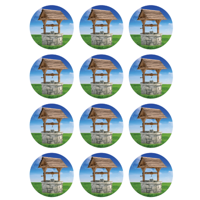 Water Well Stickers Round  32mm Color Print 10/pk