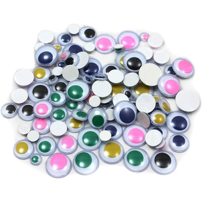 Adhesive Wiggle Eyes (Assorted Color and Size, 100/pk)