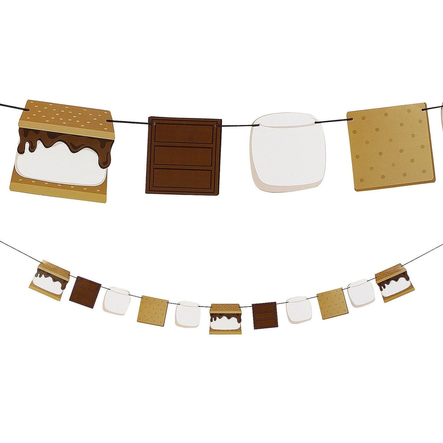 7 Ft. S’mores Party Brown & White Cardstock Banner Garland