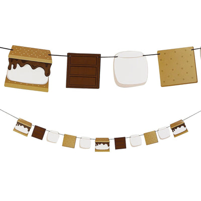 7 Ft. S’mores Party Brown & White Cardstock Banner Garland