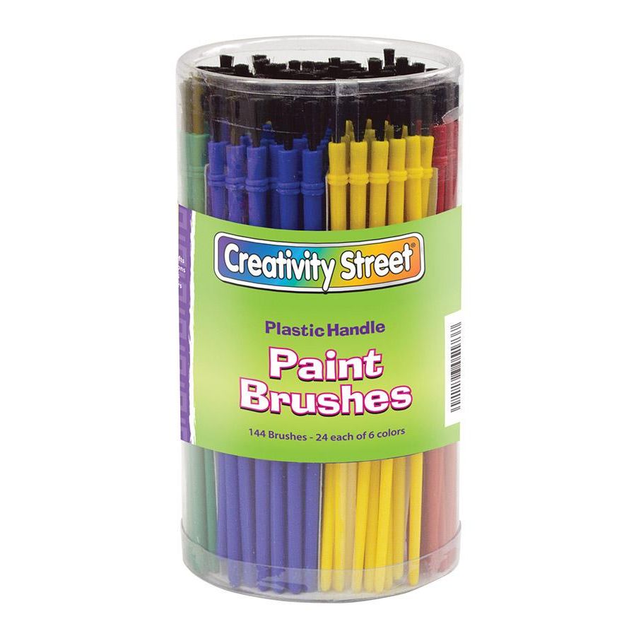 Plastic Handle Paint Brush Classroom Pack, 7" Long, 144 Brushes