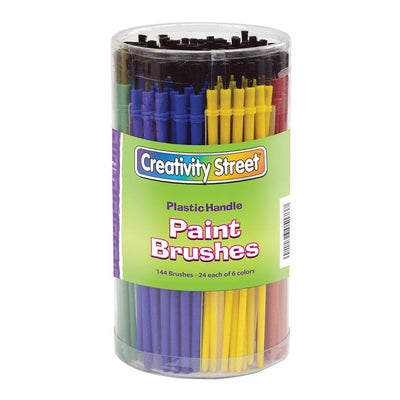 Plastic Handle Paint Brush Classroom Pack, 7" Long, 144 Brushes