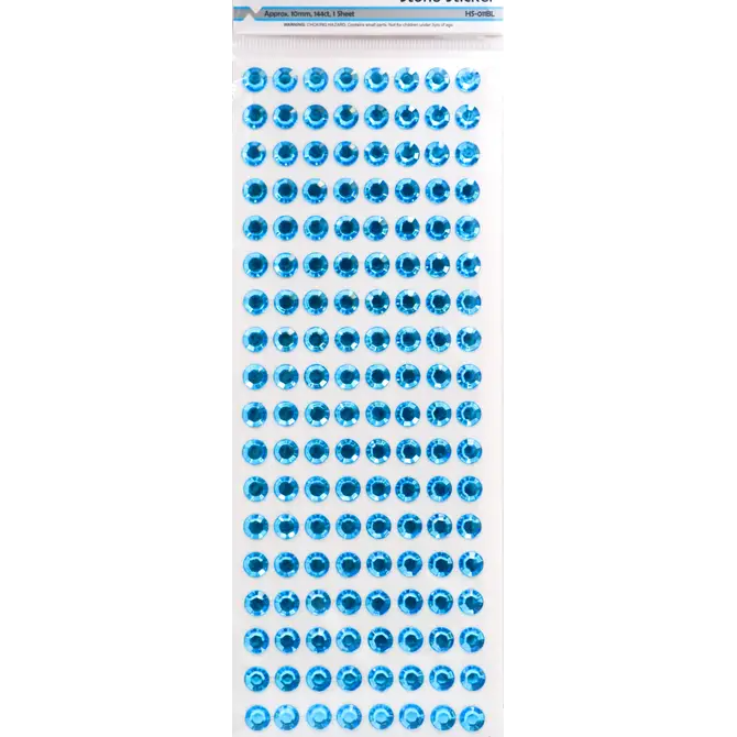 144 ct. Stone Sticker, Round flat back chaton. bLUE. 10mm